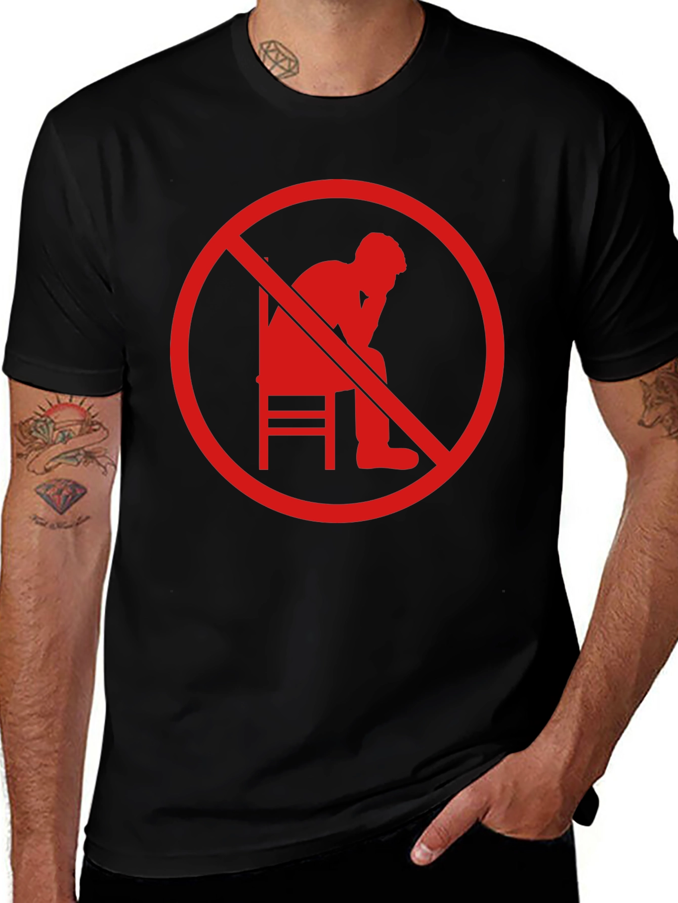 No Thinking Graphic T-Shirt - Mens Black Tee