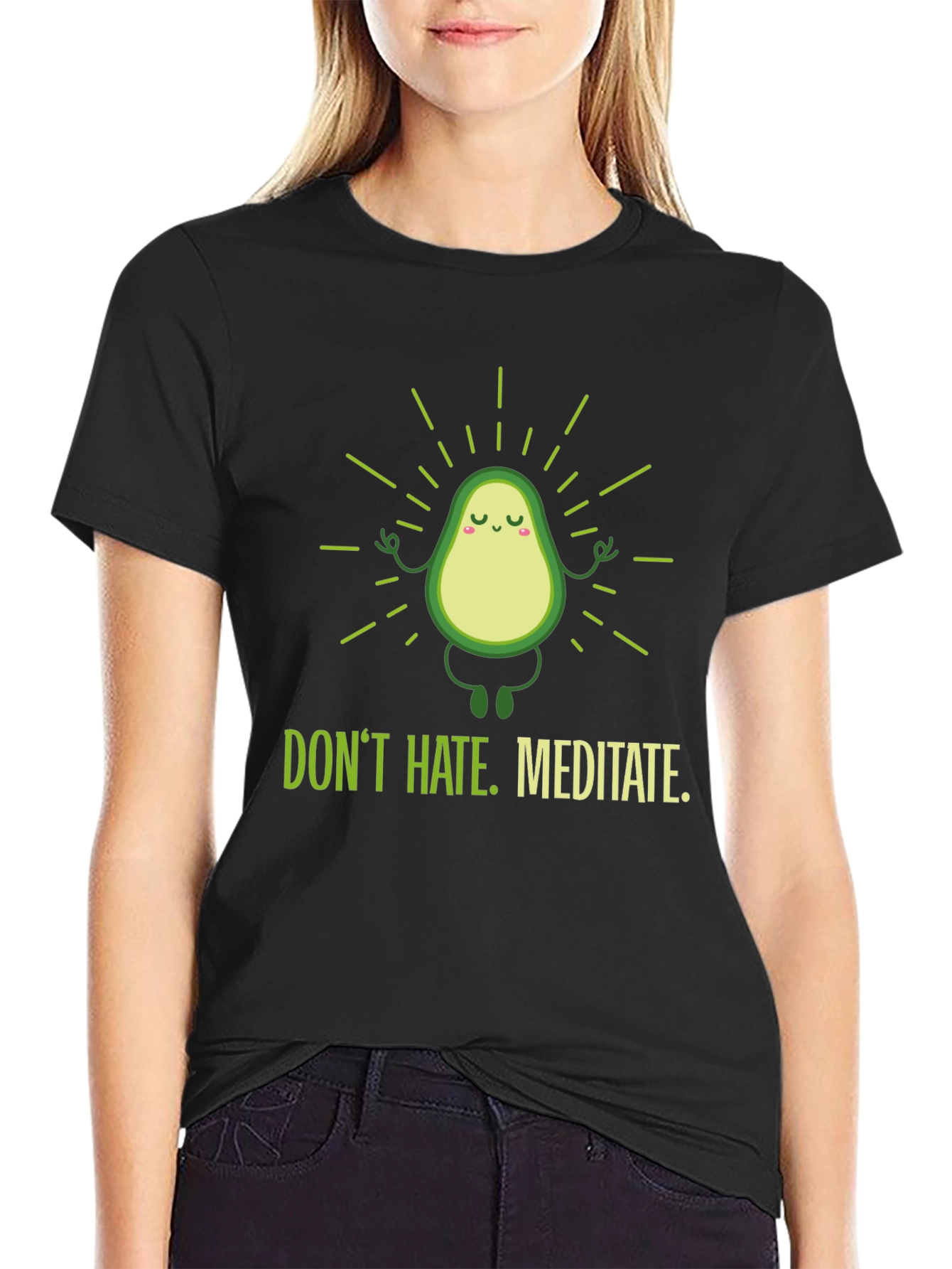 Meditating Avocado Graphic T-Shirt