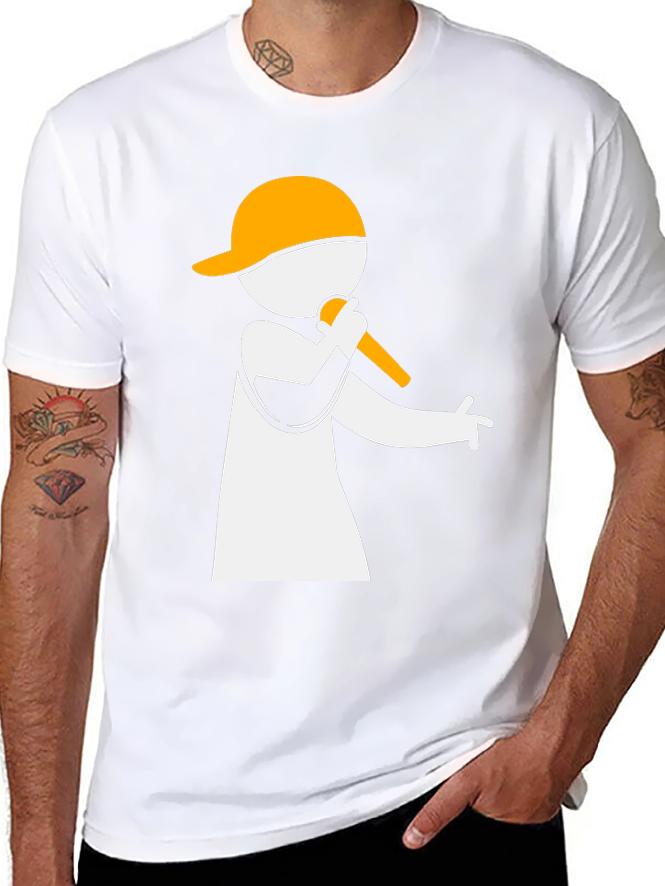 Rapper Graphic Tee - Black Cotton Blend T-Shirt
