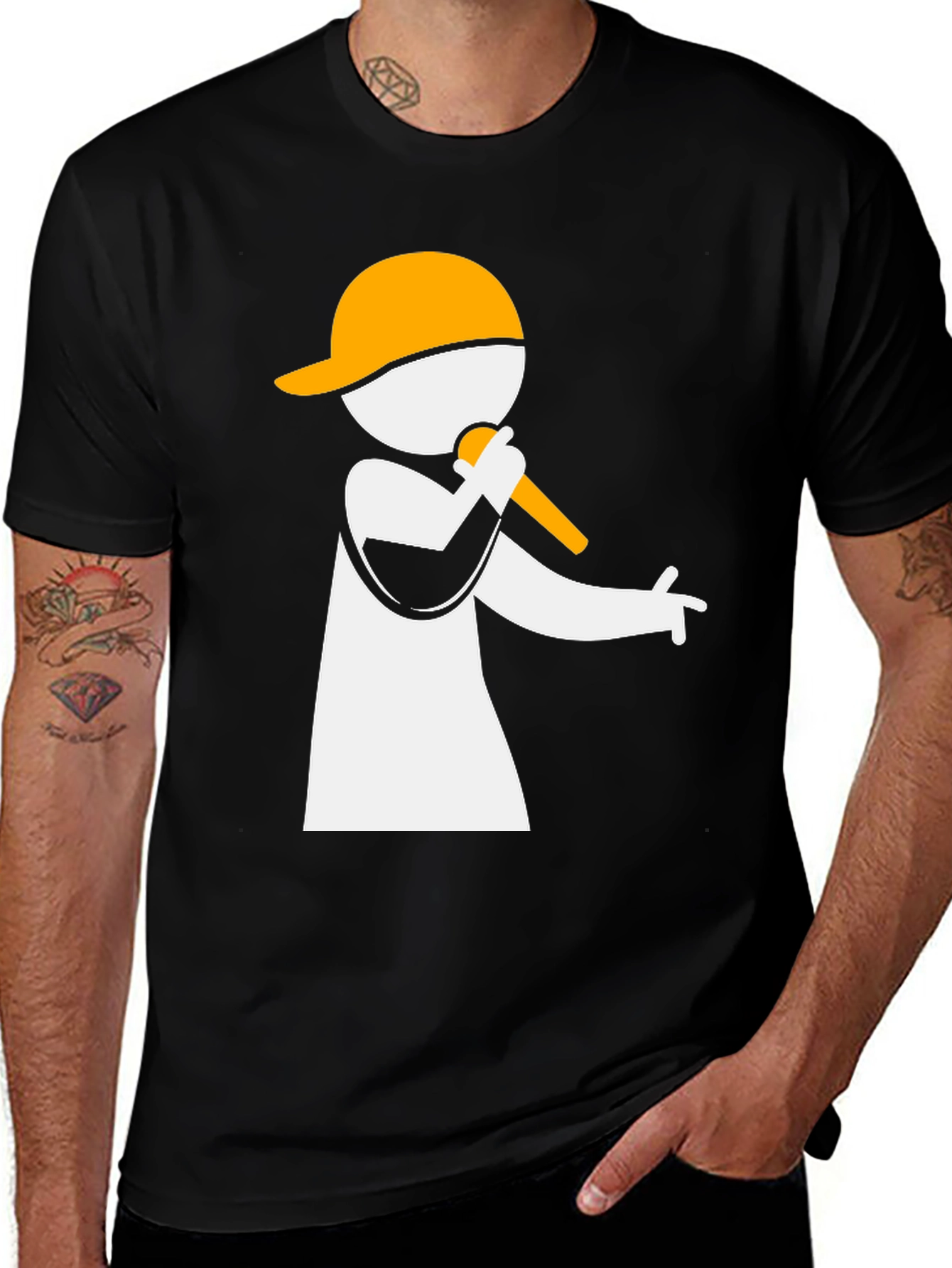 Rapper Graphic Tee - Black Cotton Blend T-Shirt