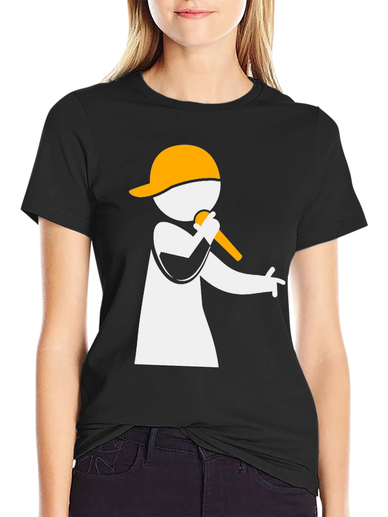 Rapper Graphic Tee - Black Cotton Blend T-Shirt