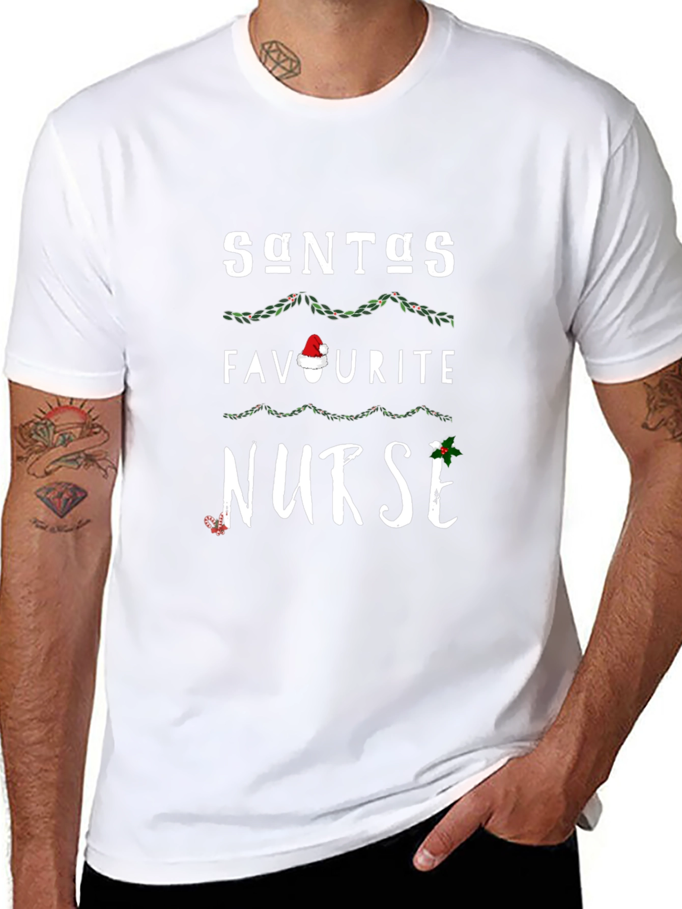 Santas Favorite Nurse Christmas Graphic T-Shirt