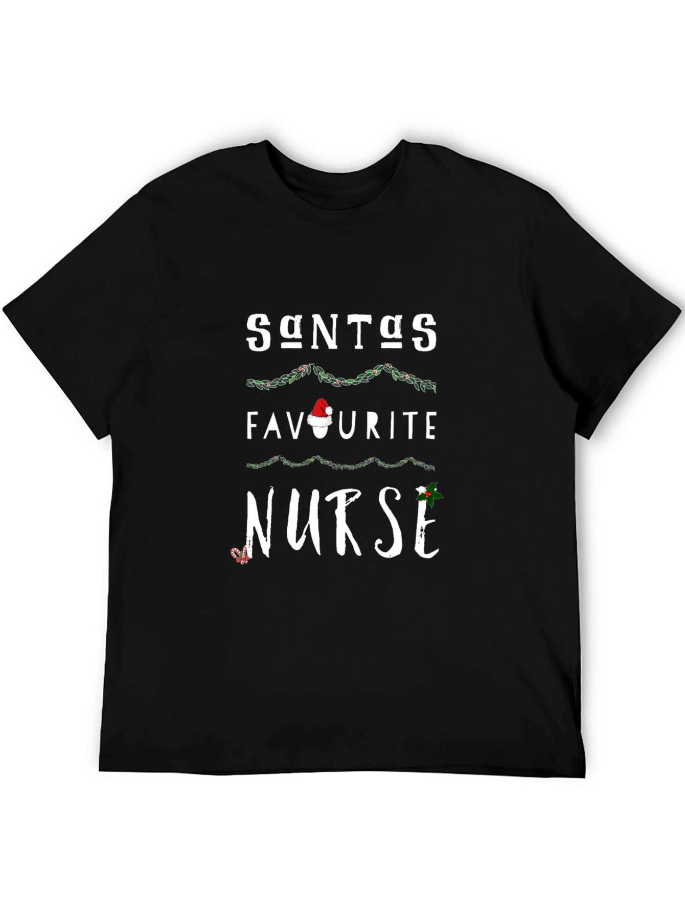 Santas Favorite Nurse Christmas Graphic T-Shirt