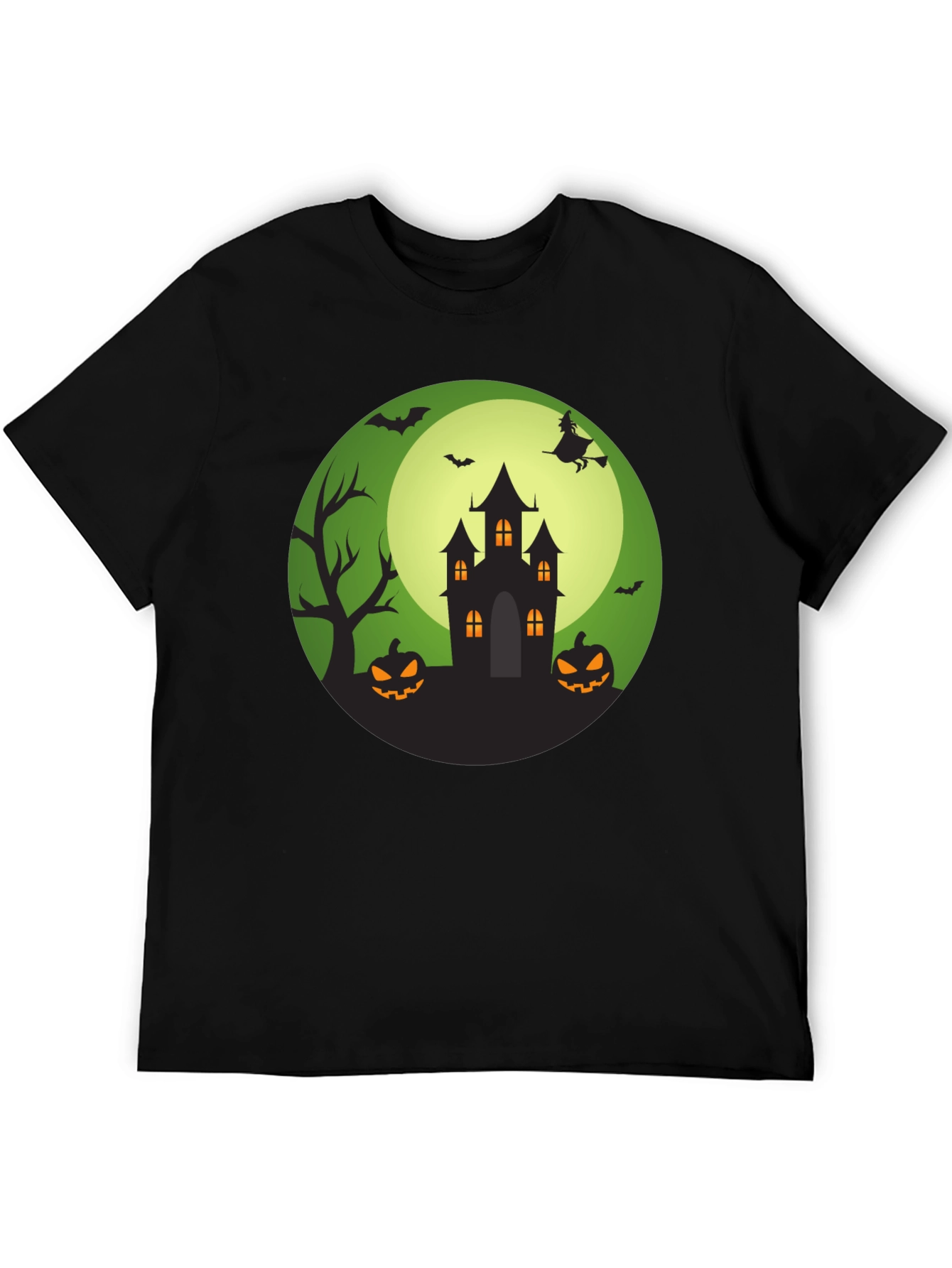 Halloween Graphic Tee - Spooky Castle Design