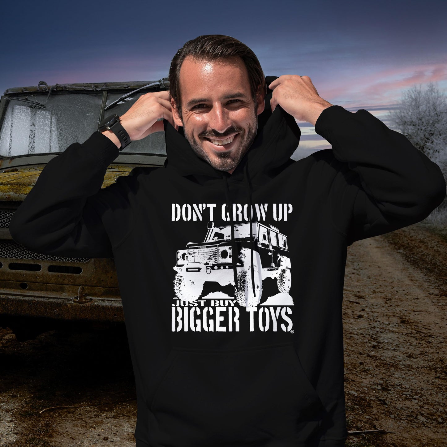 4x4 Hoodie - Buy Bigger Toys 4WD Off Road Vehicle Hoodies - 4 Wheel Drive Clothing Gift for Men - LR Series
