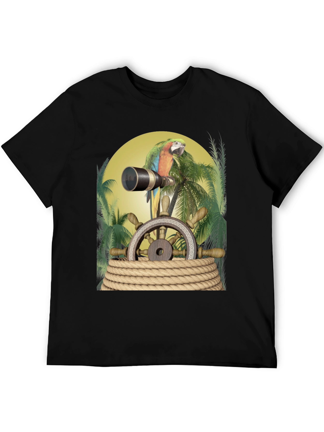 Parrot Pirate T-Shirt - Novelty Graphic Tee