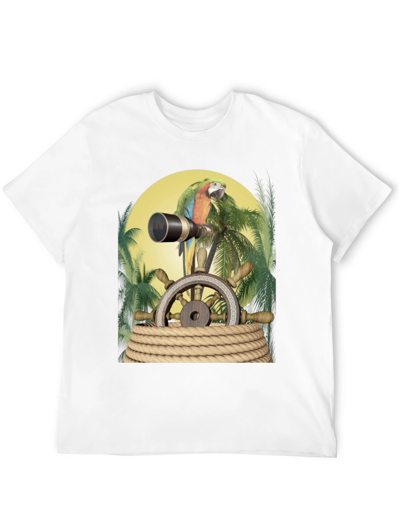Parrot Pirate T-Shirt - Novelty Graphic Tee