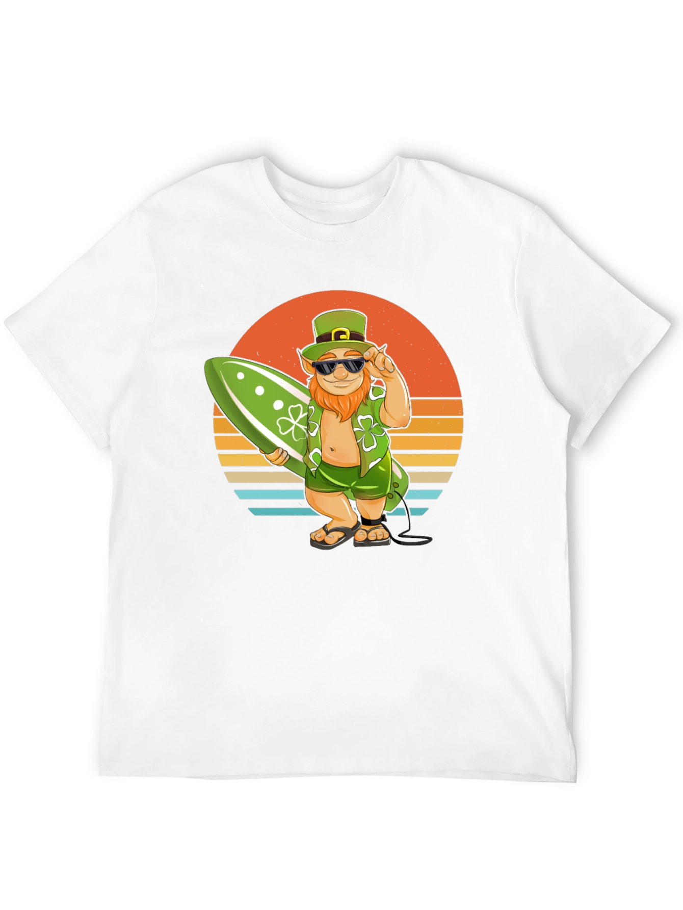 Leprechaun Surfer T-Shirt - Sunset Beach Vibes