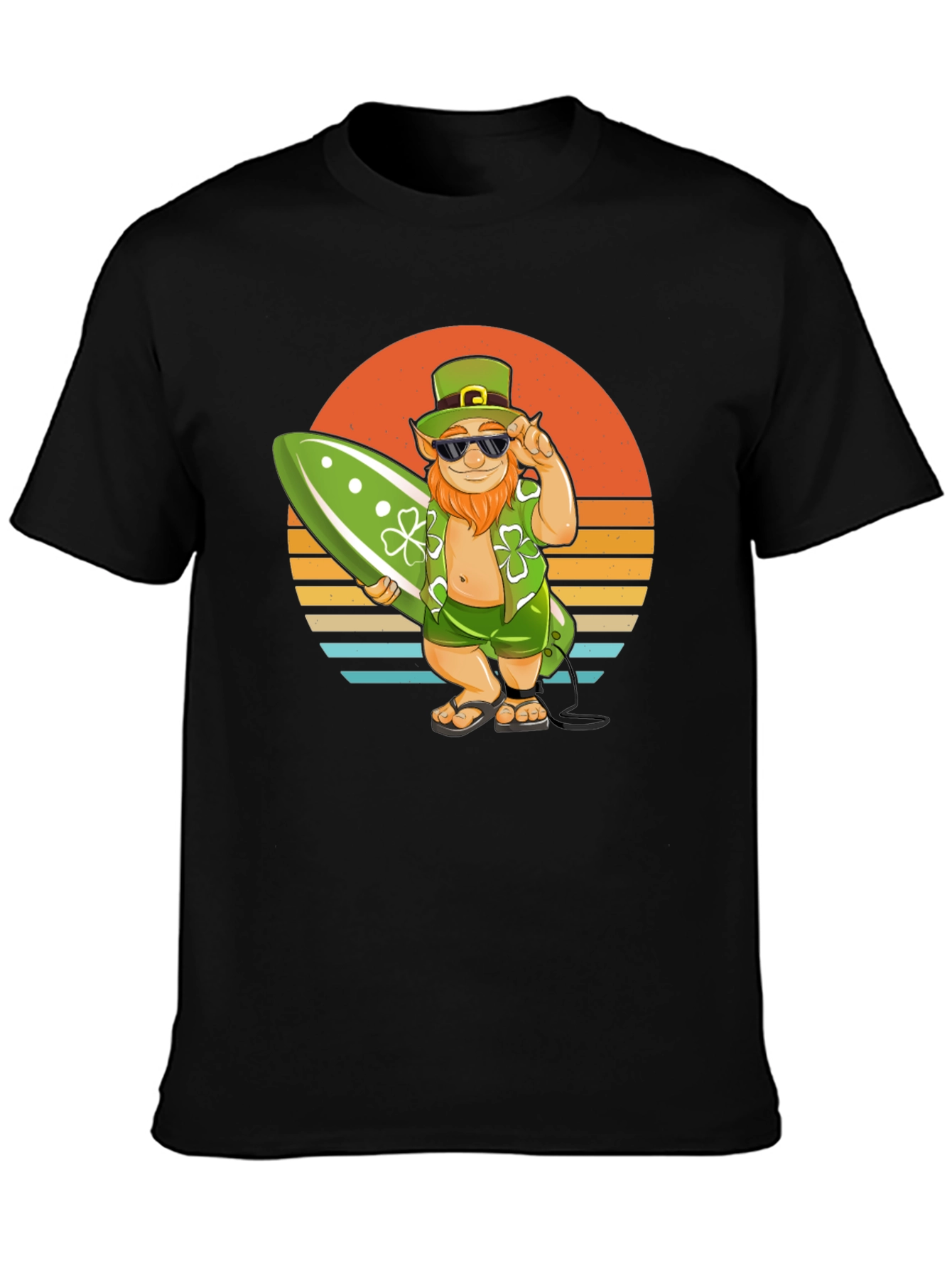Leprechaun Surfer T-Shirt - Sunset Beach Vibes
