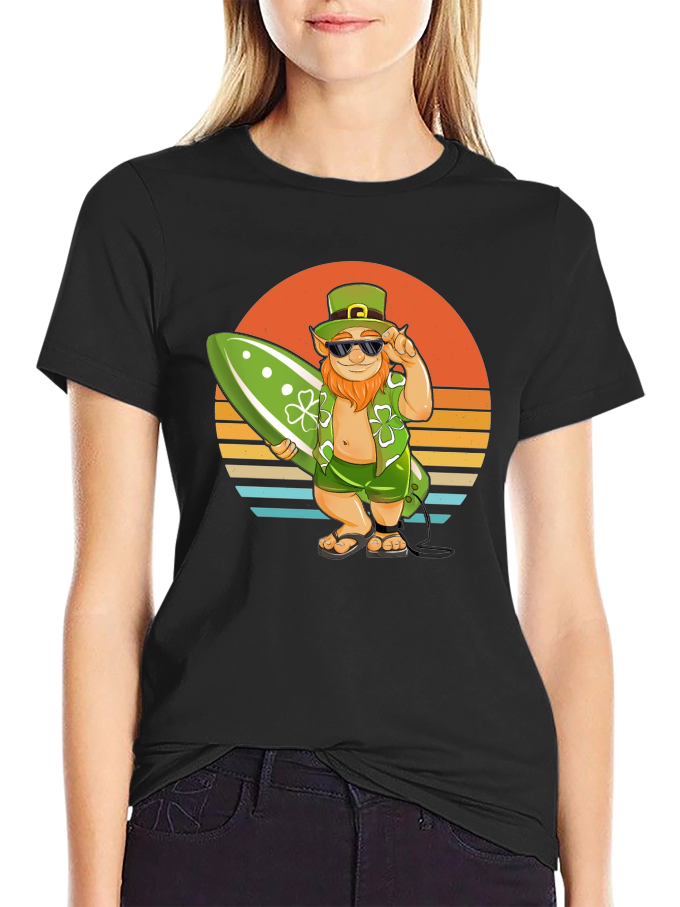Leprechaun Surfer T-Shirt - Sunset Beach Vibes