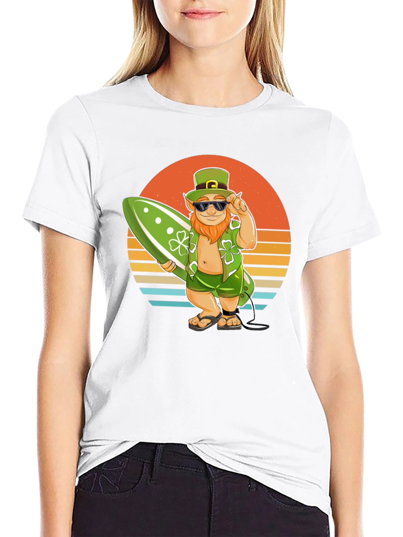Leprechaun Surfer T-Shirt - Sunset Beach Vibes