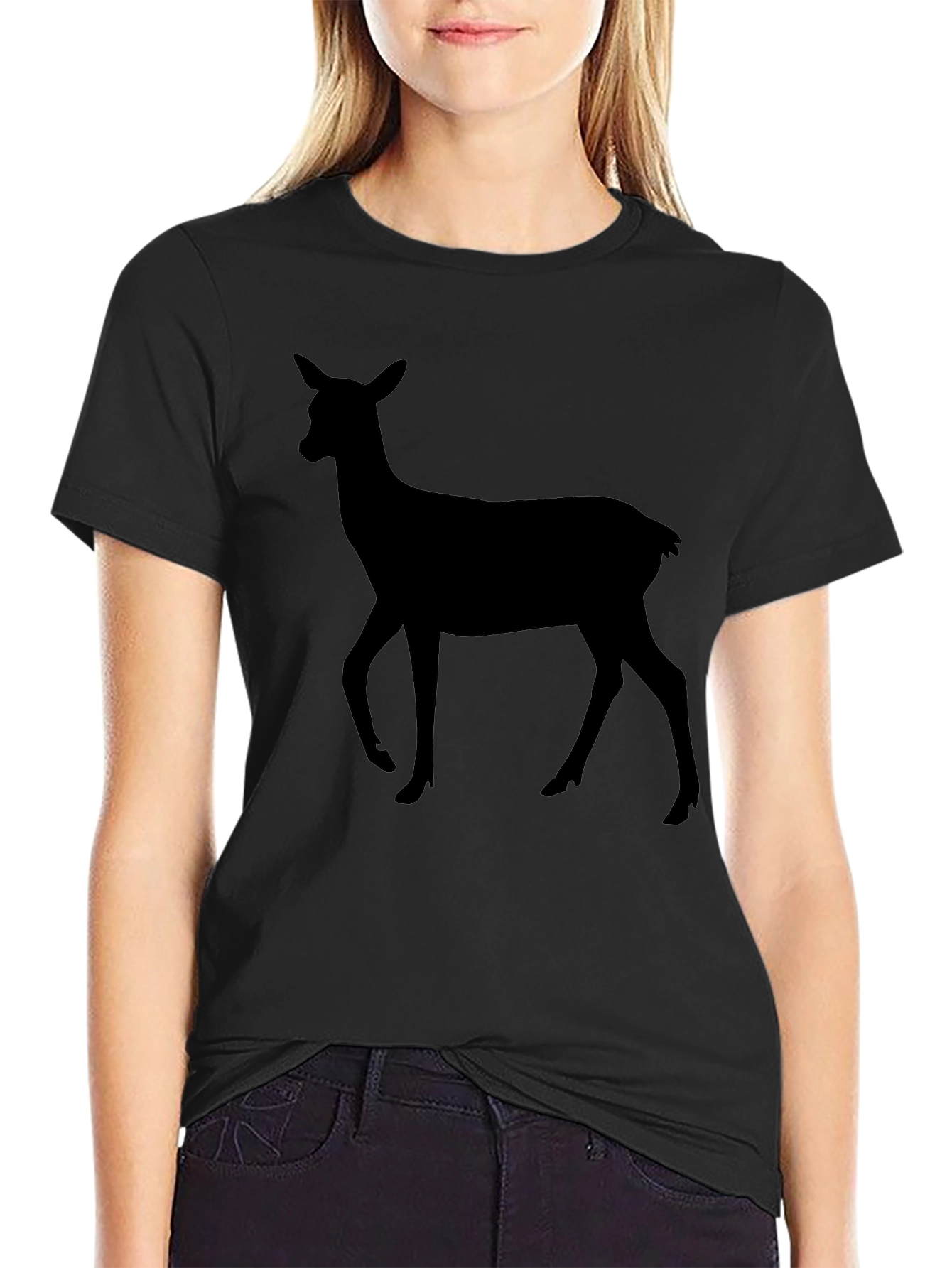 Deer Silhouette Black T-Shirt - Unisex Casual Tee