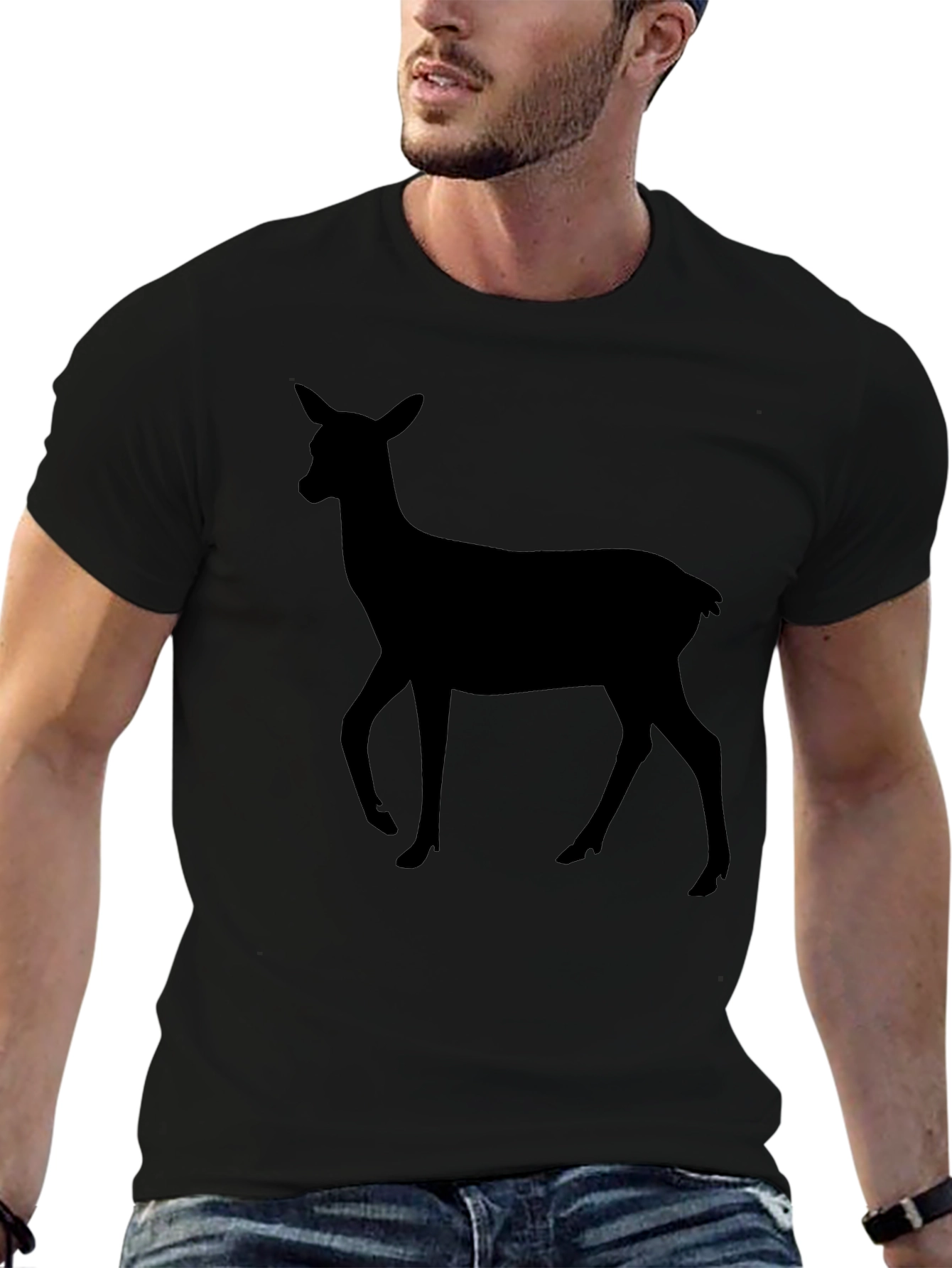 Deer Silhouette Black T-Shirt - Unisex Casual Tee