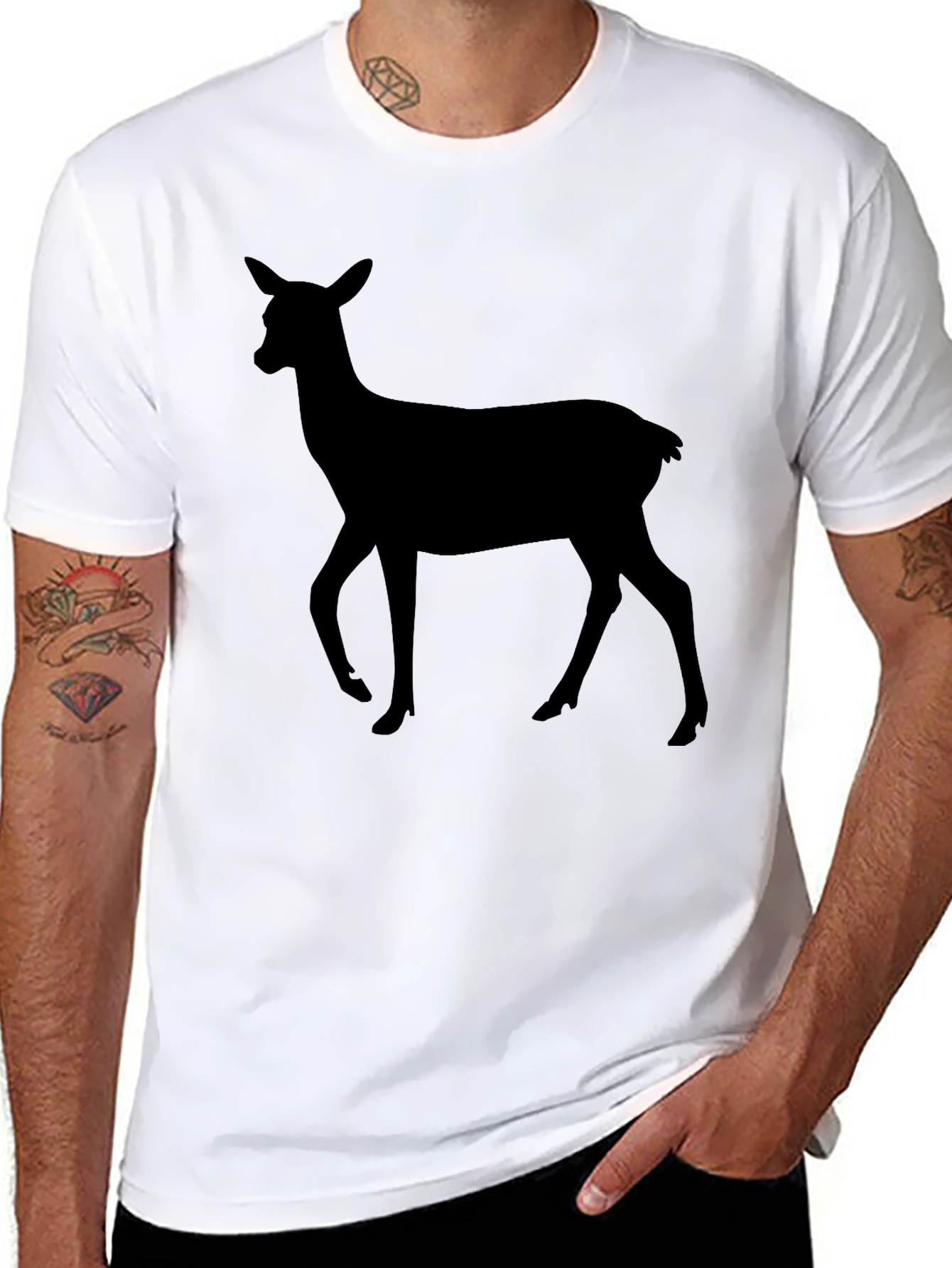 Deer Silhouette Black T-Shirt - Unisex Casual Tee
