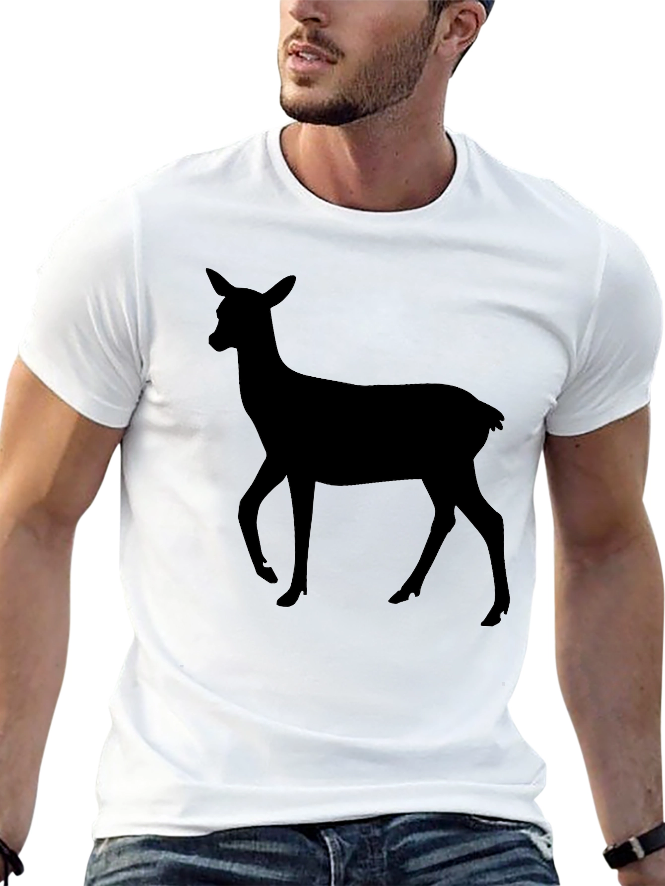 Deer Silhouette Black T-Shirt - Unisex Casual Tee