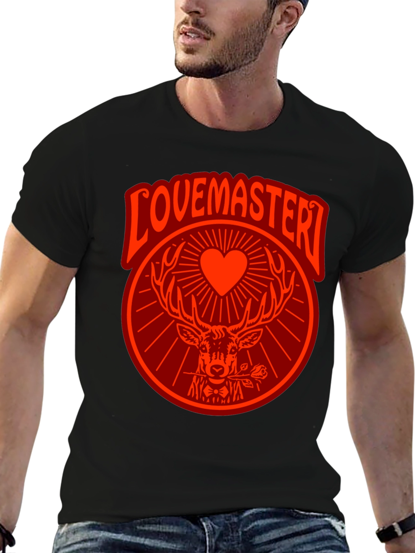 Lovemaster Deer Graphic Tee - Black T-Shirt