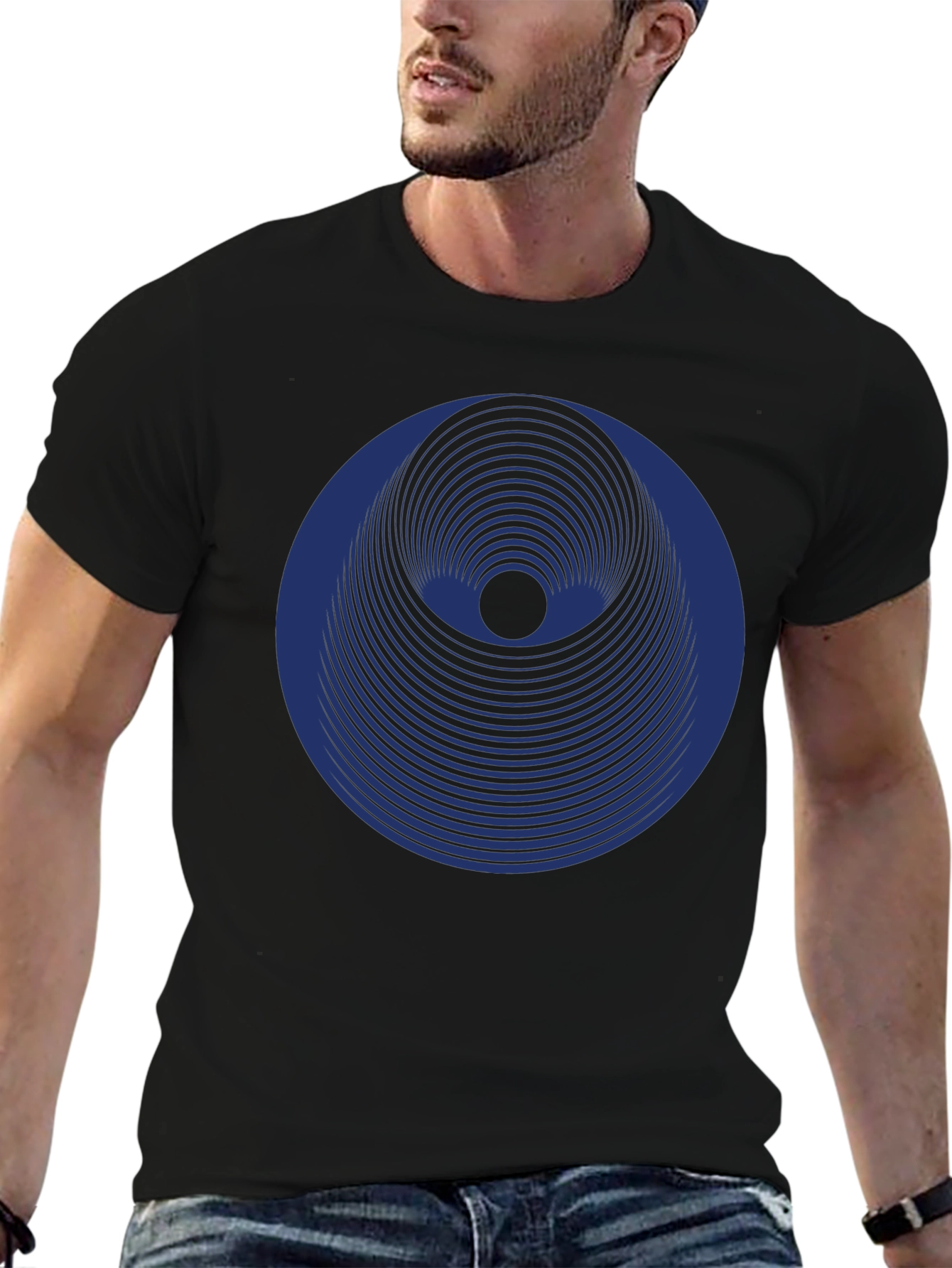 Geometric Eye Graphic Black T-Shirt