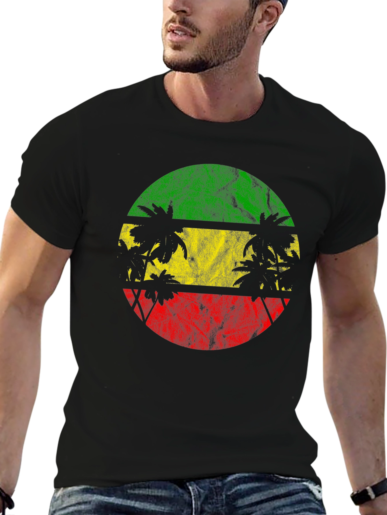 Rasta Palm Tree Graphic T-Shirt
