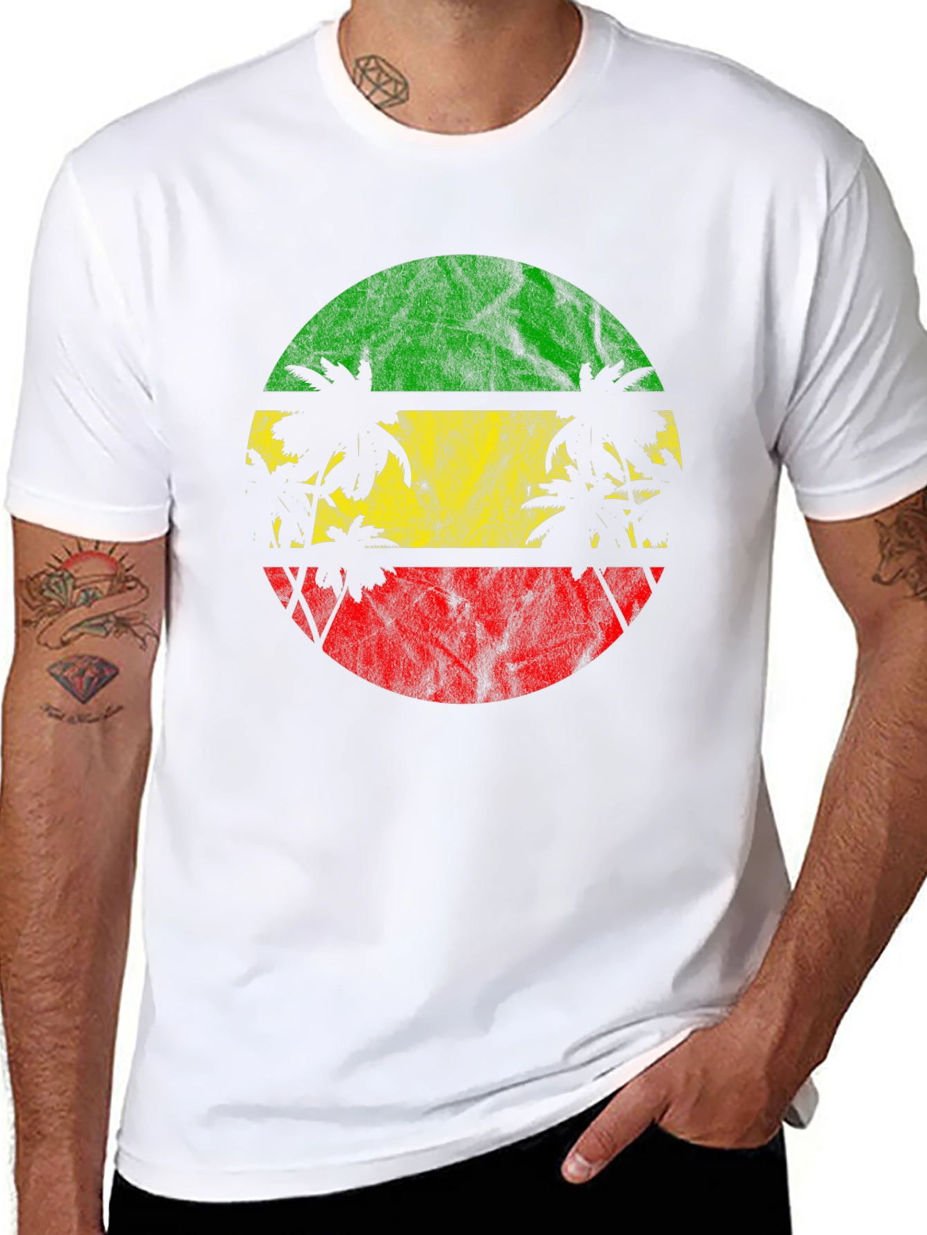 Rasta Palm Tree Graphic T-Shirt