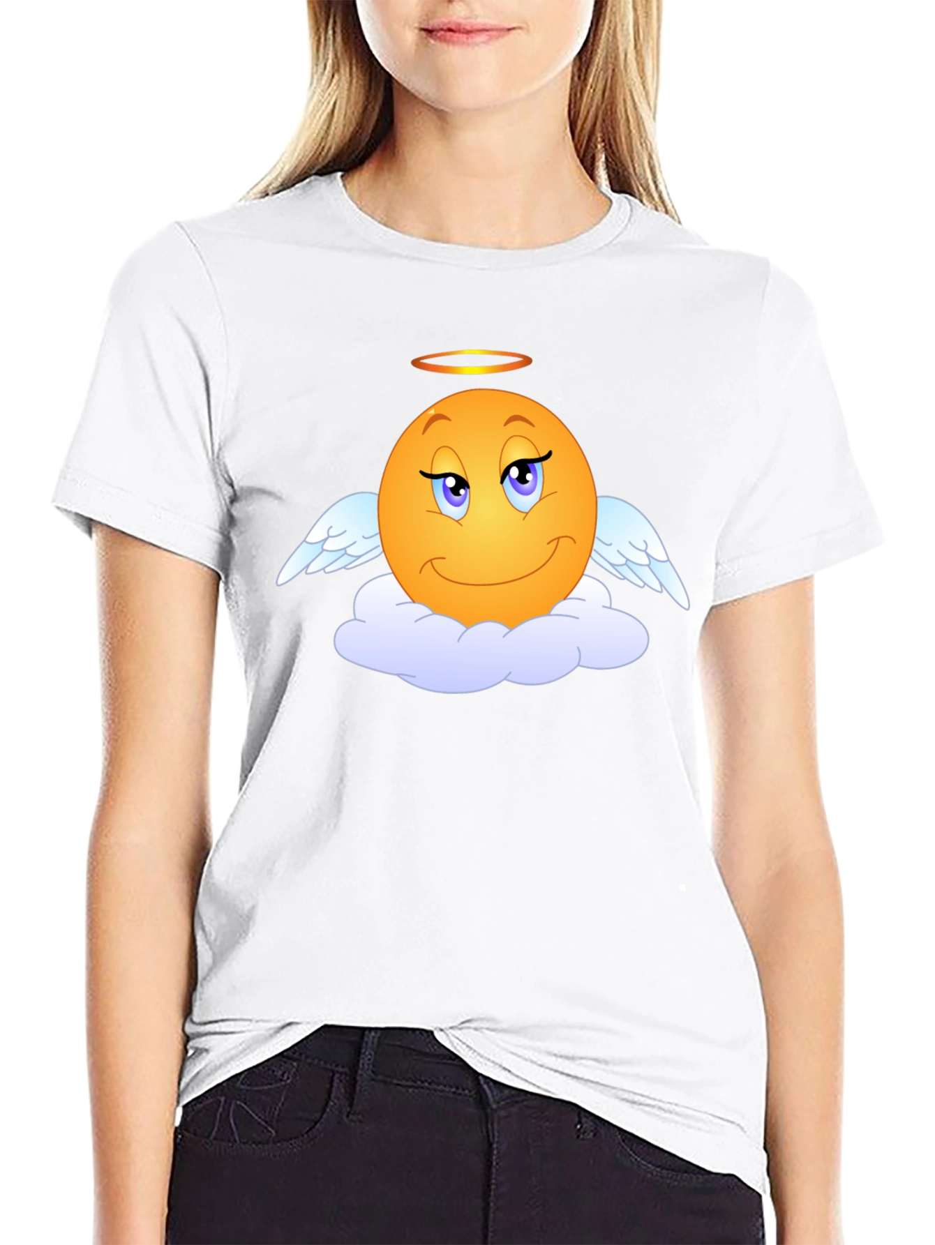 Angel Emoji Graphic Tee - Black T-Shirt