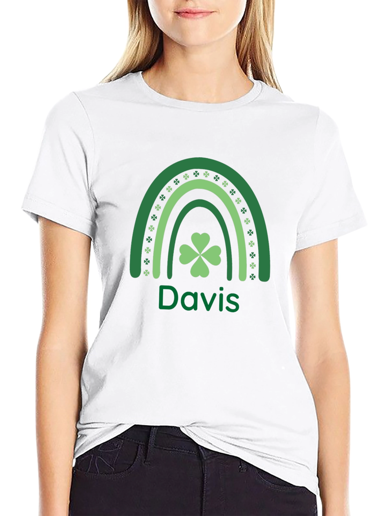 St. Patricks Day Davis Rainbow Shamrock T-Shirt