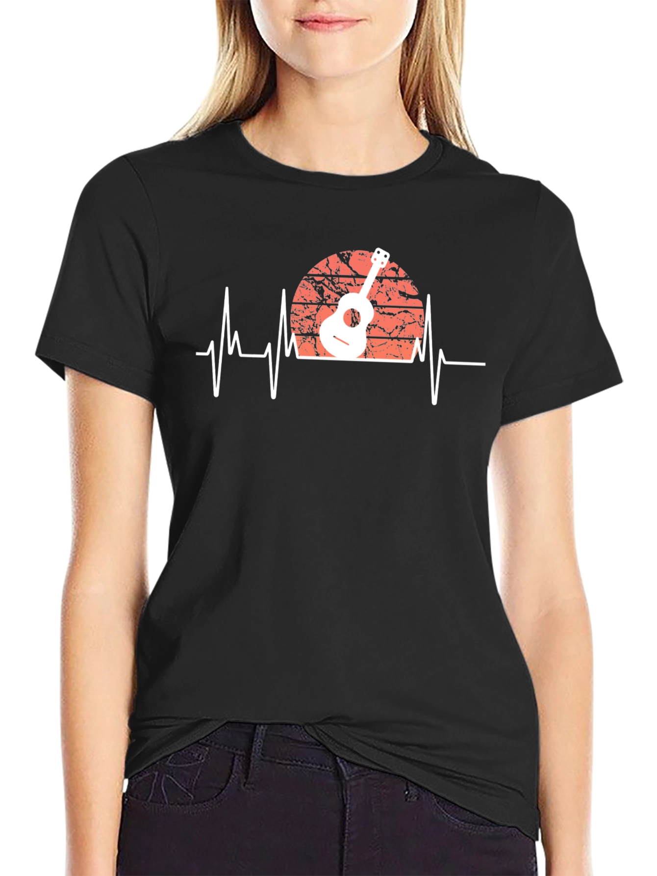 Guitar Heartbeat Graphic Tee - Musician Style