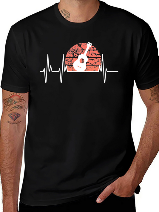 Guitar Heartbeat Graphic Tee - Musician Style