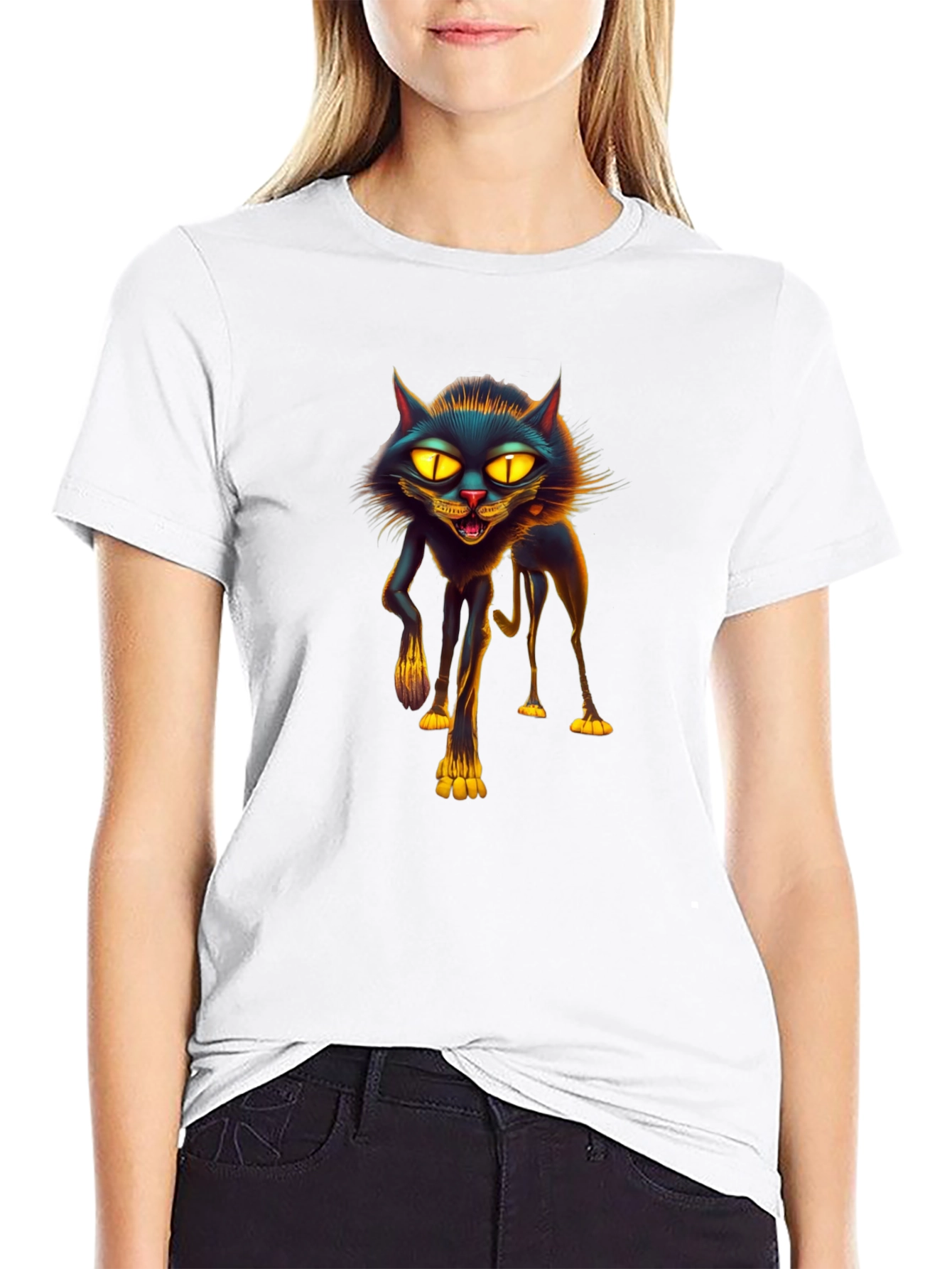 Black Cat Graphic Tee - Spooky Season Style