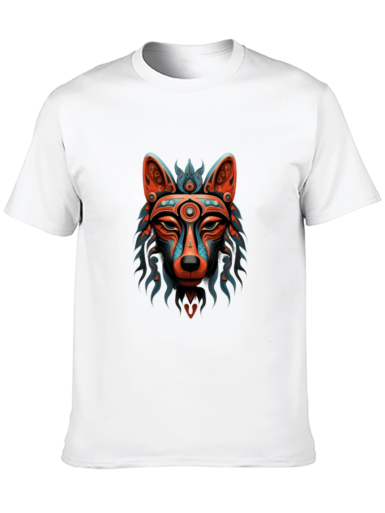 Aztec Wolf Graphic Print Black T-Shirt