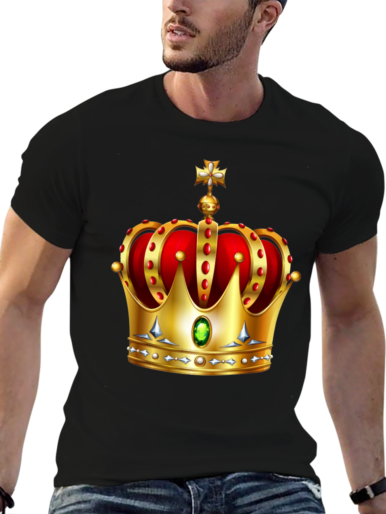 Regal Crown Graphic Tee - Gold Royal Design