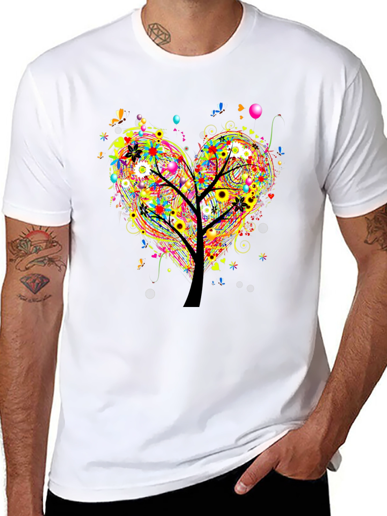 Vibrant Tree of Life Heart Graphic T-Shirt