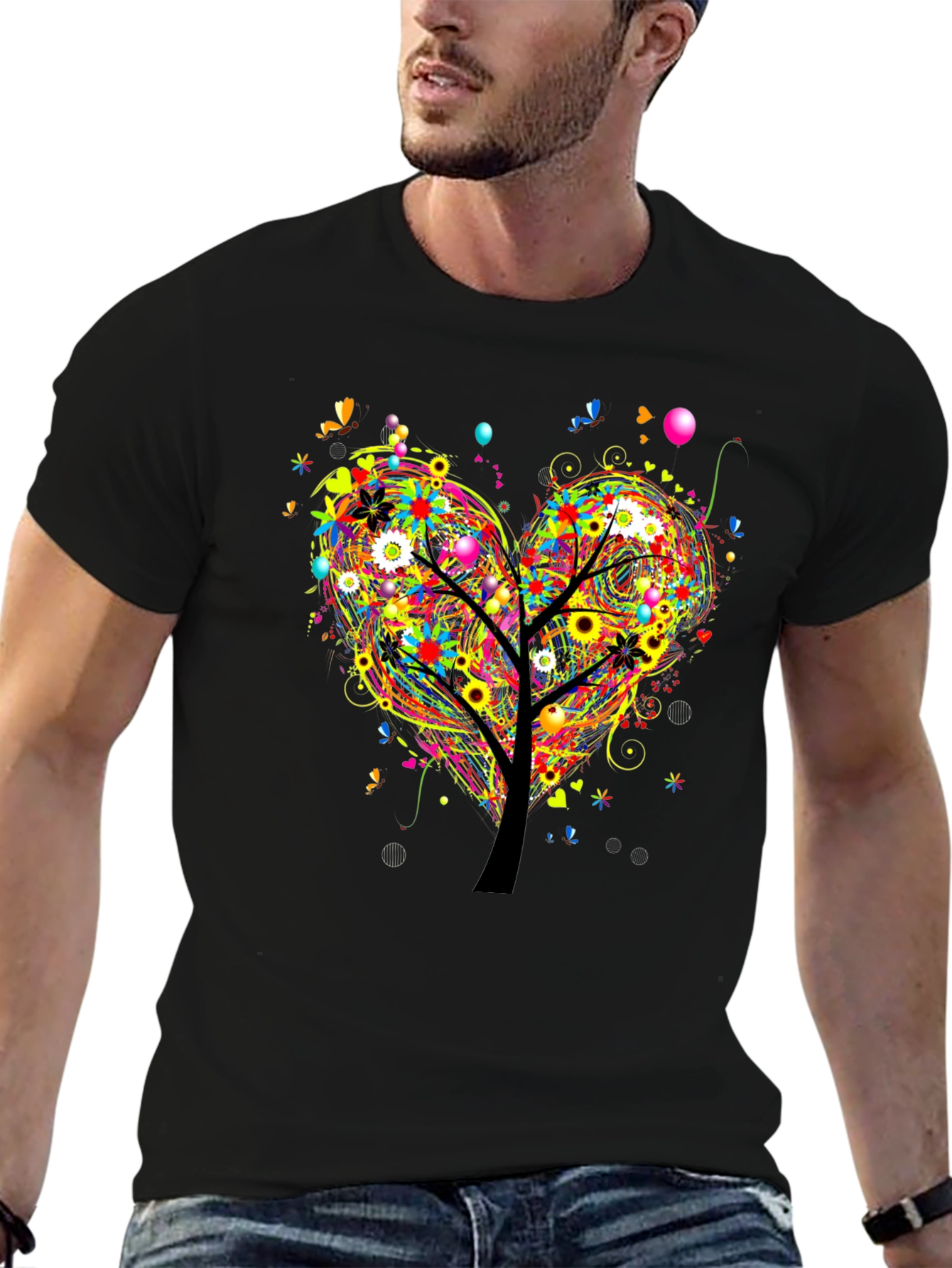 Vibrant Tree of Life Heart Graphic T-Shirt