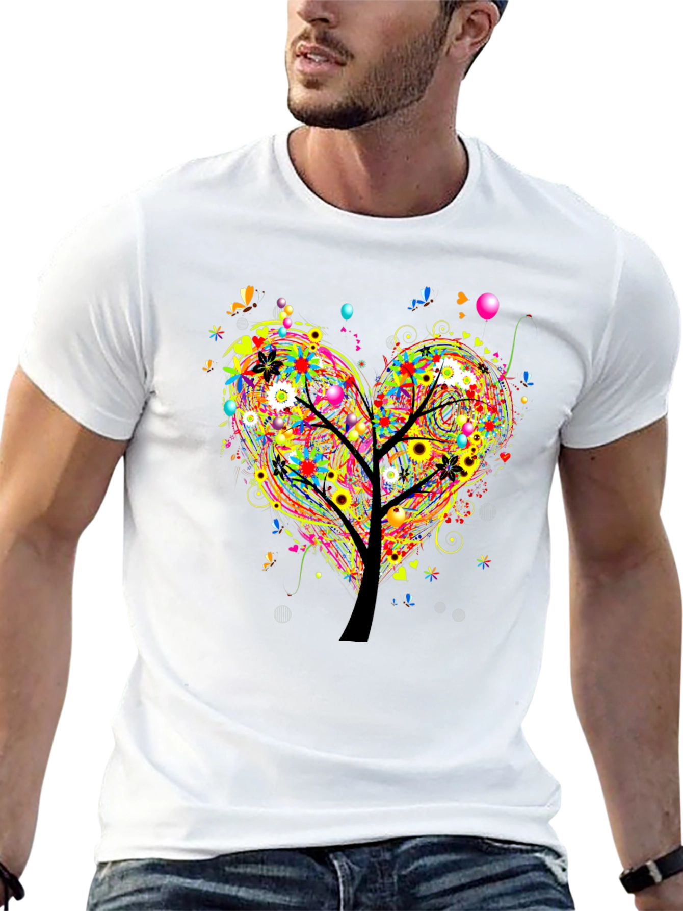 Vibrant Tree of Life Heart Graphic T-Shirt