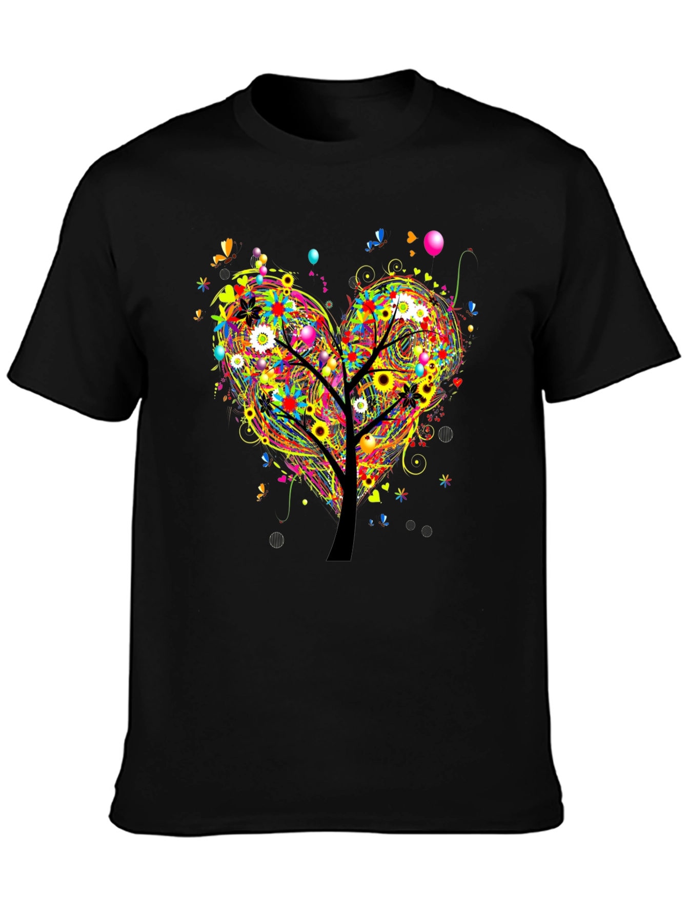 Vibrant Tree of Life Heart Graphic T-Shirt
