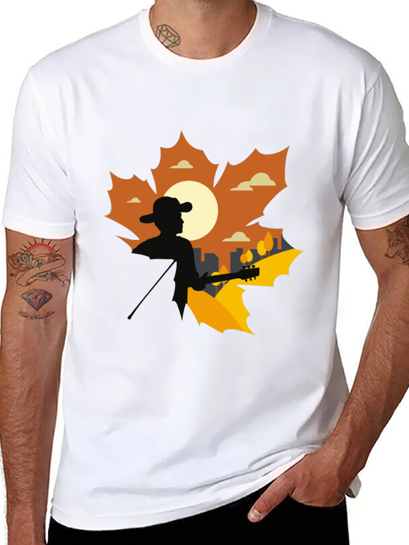 Silhouette Musician Graphic Tee - Black Cotton Blend