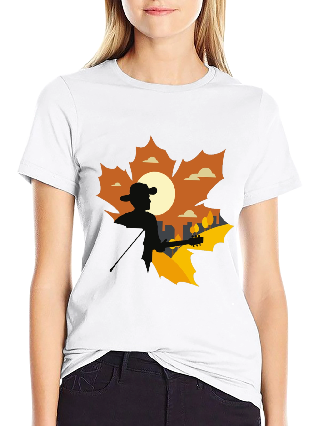 Silhouette Musician Graphic Tee - Black Cotton Blend
