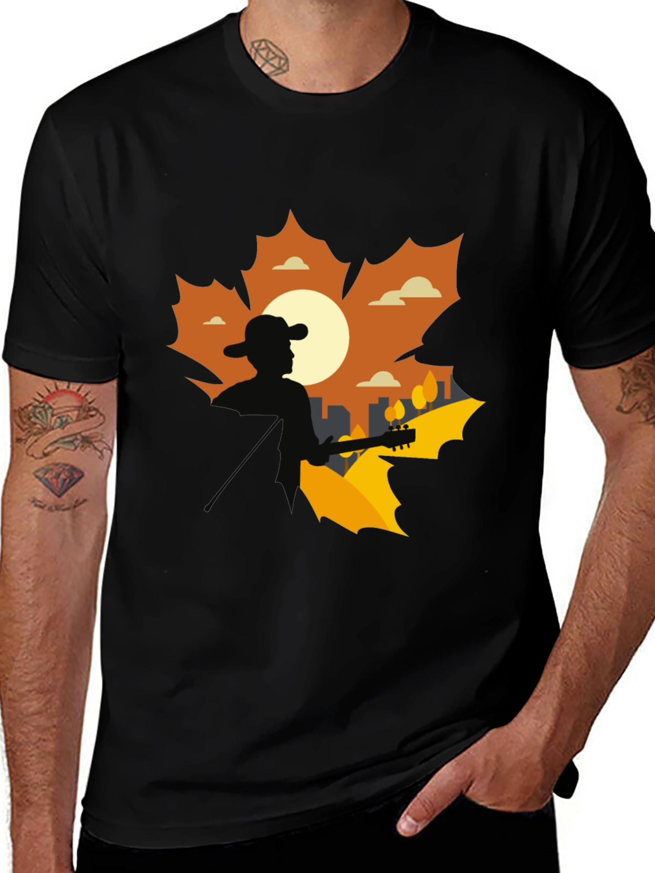 Silhouette Musician Graphic Tee - Black Cotton Blend
