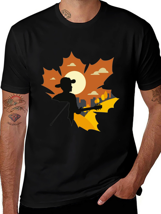 Silhouette Musician Graphic Tee - Black Cotton Blend