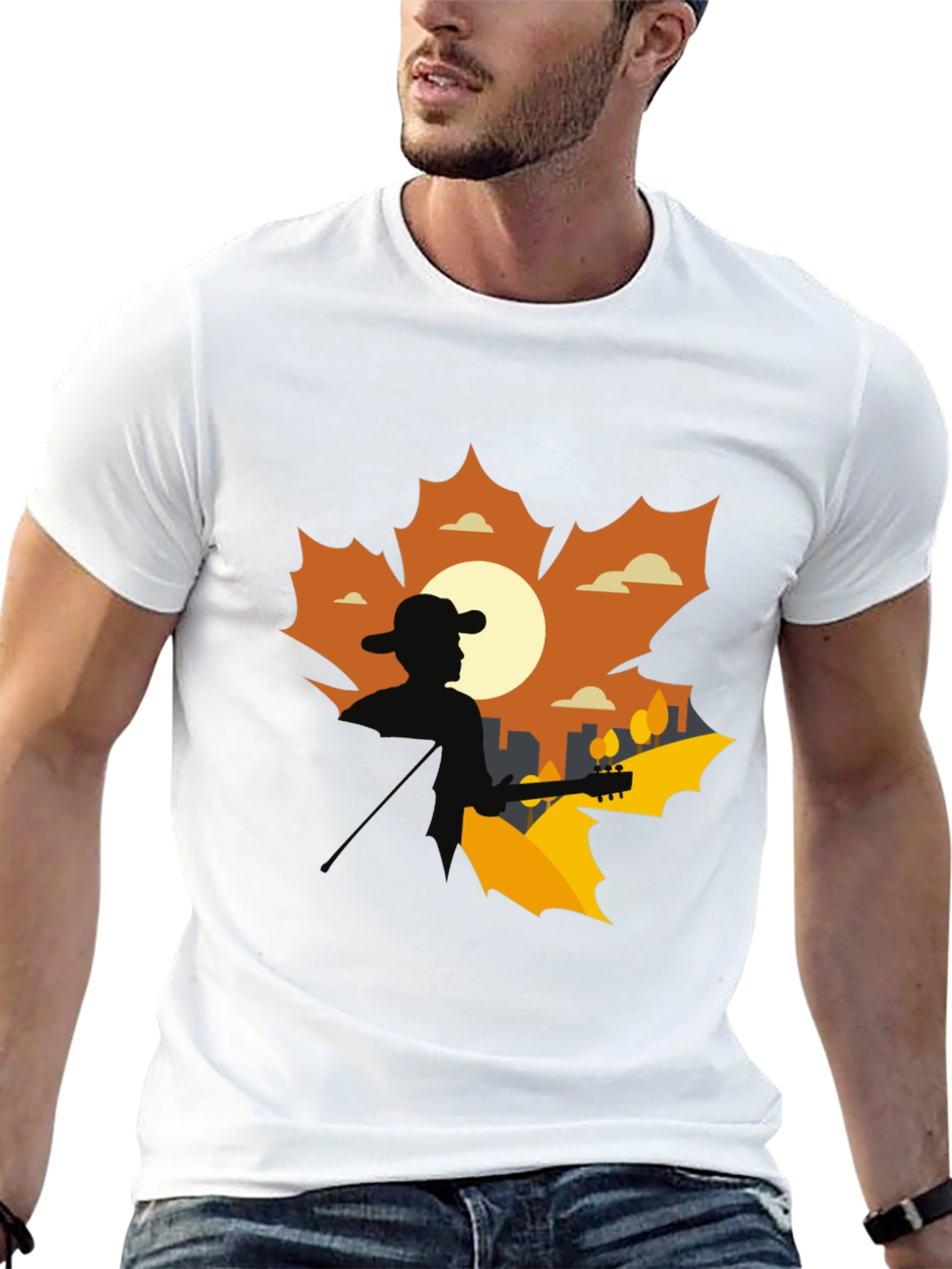 Silhouette Musician Graphic Tee - Black Cotton Blend