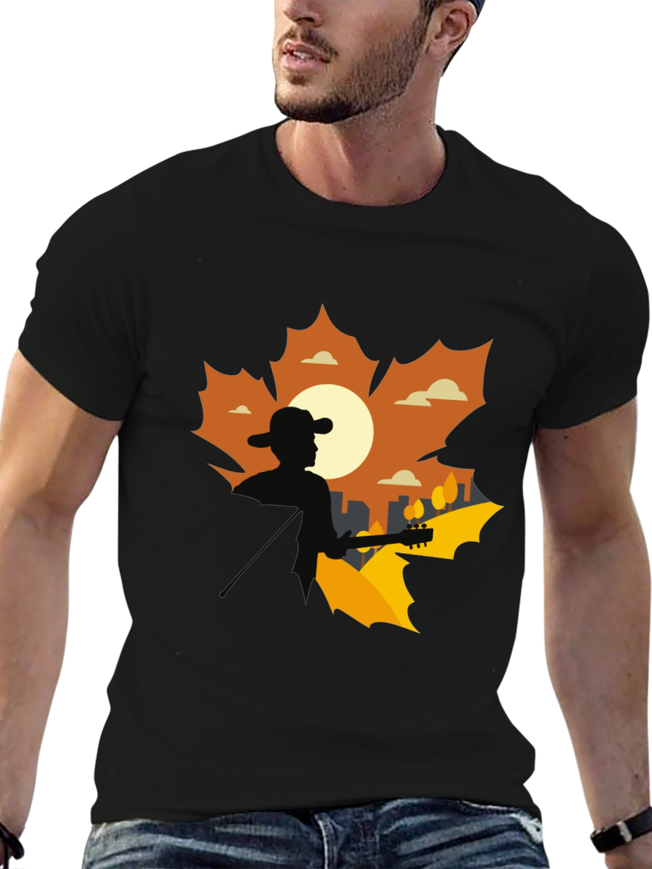 Silhouette Musician Graphic Tee - Black Cotton Blend