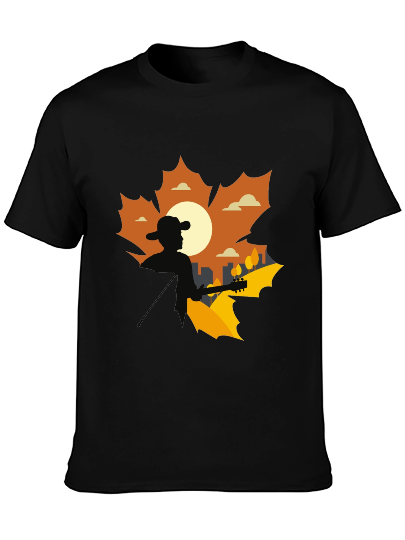 Silhouette Musician Graphic Tee - Black Cotton Blend