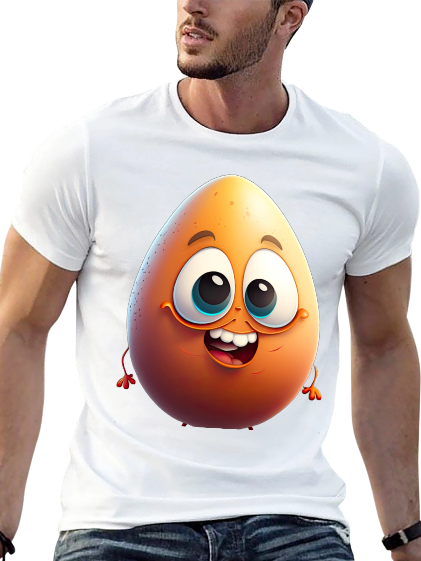 Egg-cellent Black Cartoon T-Shirt