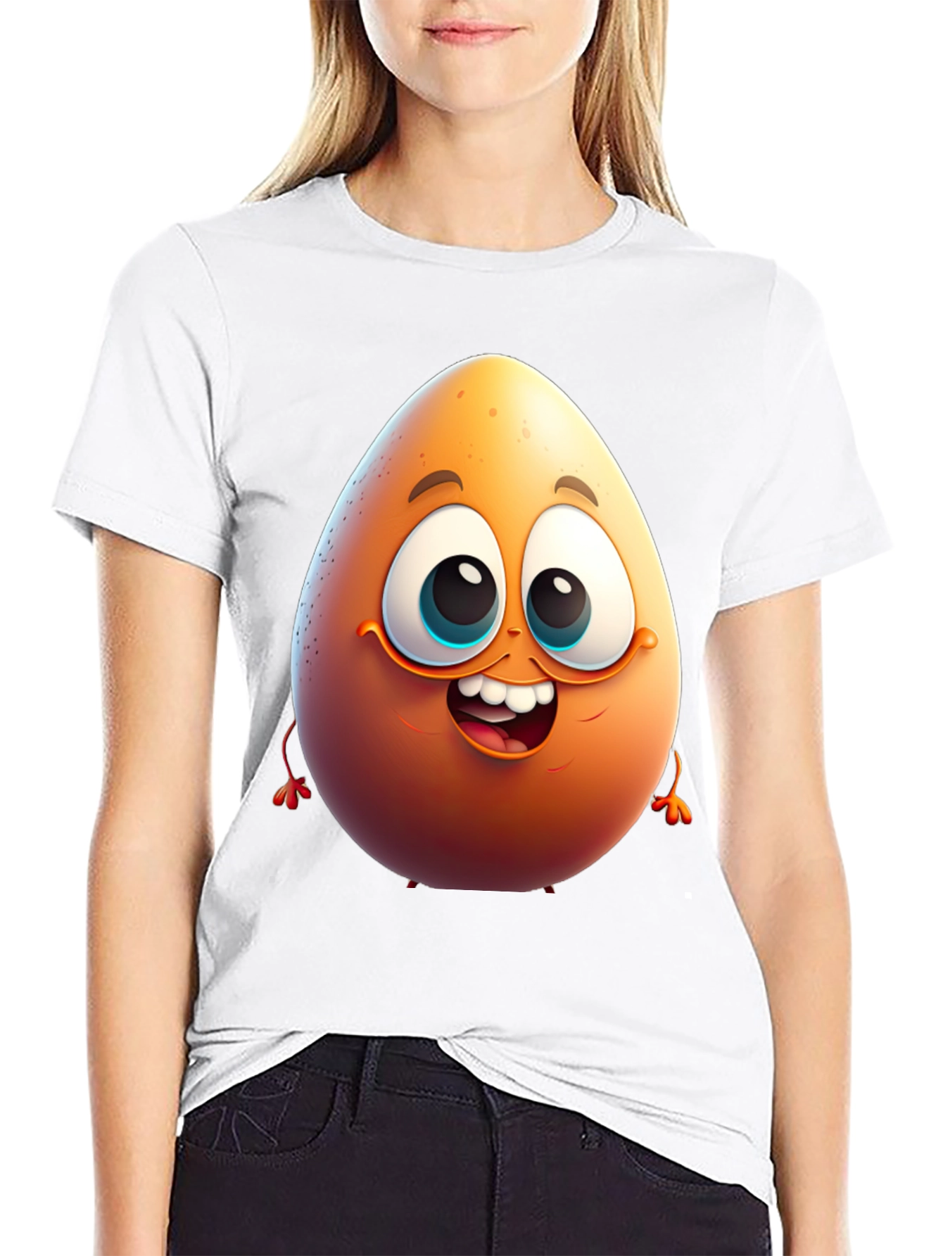 Egg-cellent Black Cartoon T-Shirt