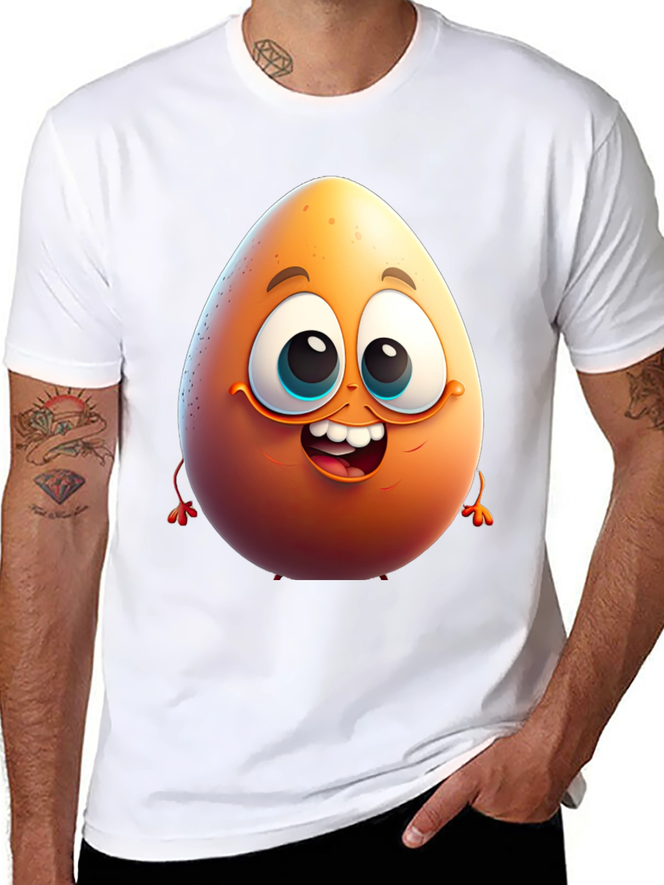 Egg-cellent Black Cartoon T-Shirt