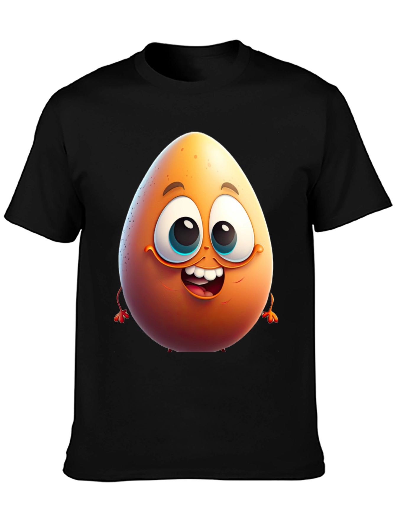 Egg-cellent Black Cartoon T-Shirt