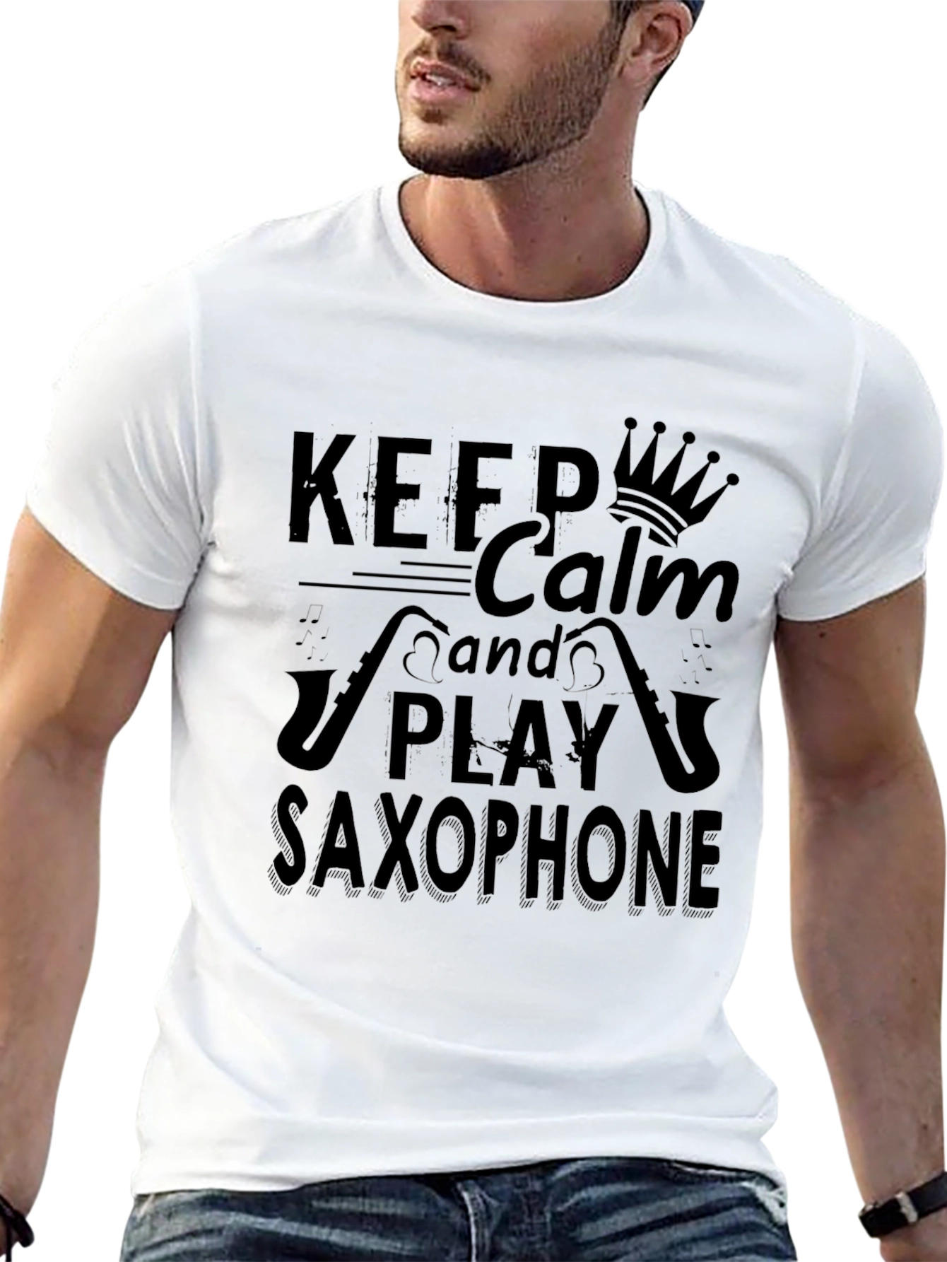 Keep Calm and Play Saxophone T-Shirt - Black
