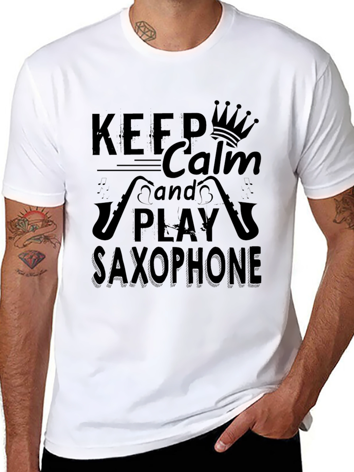 Keep Calm and Play Saxophone T-Shirt - Black