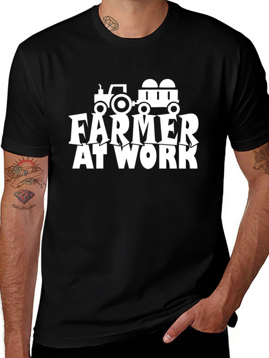 Farmer At Work Graphic Tee - Black Cotton T-Shirt