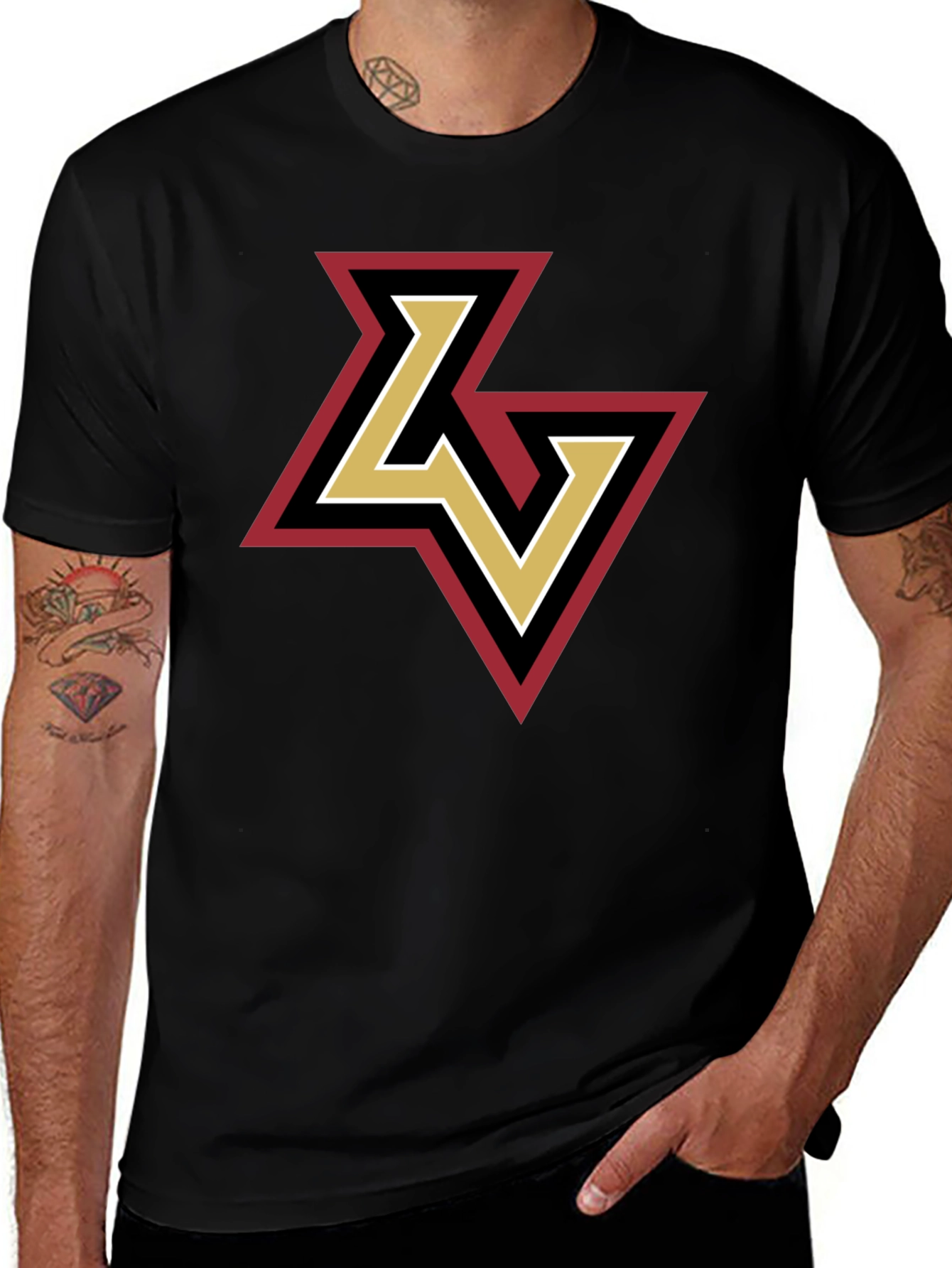 LV Logo Tee - Stylish Black Cotton Graphic T-Shirt