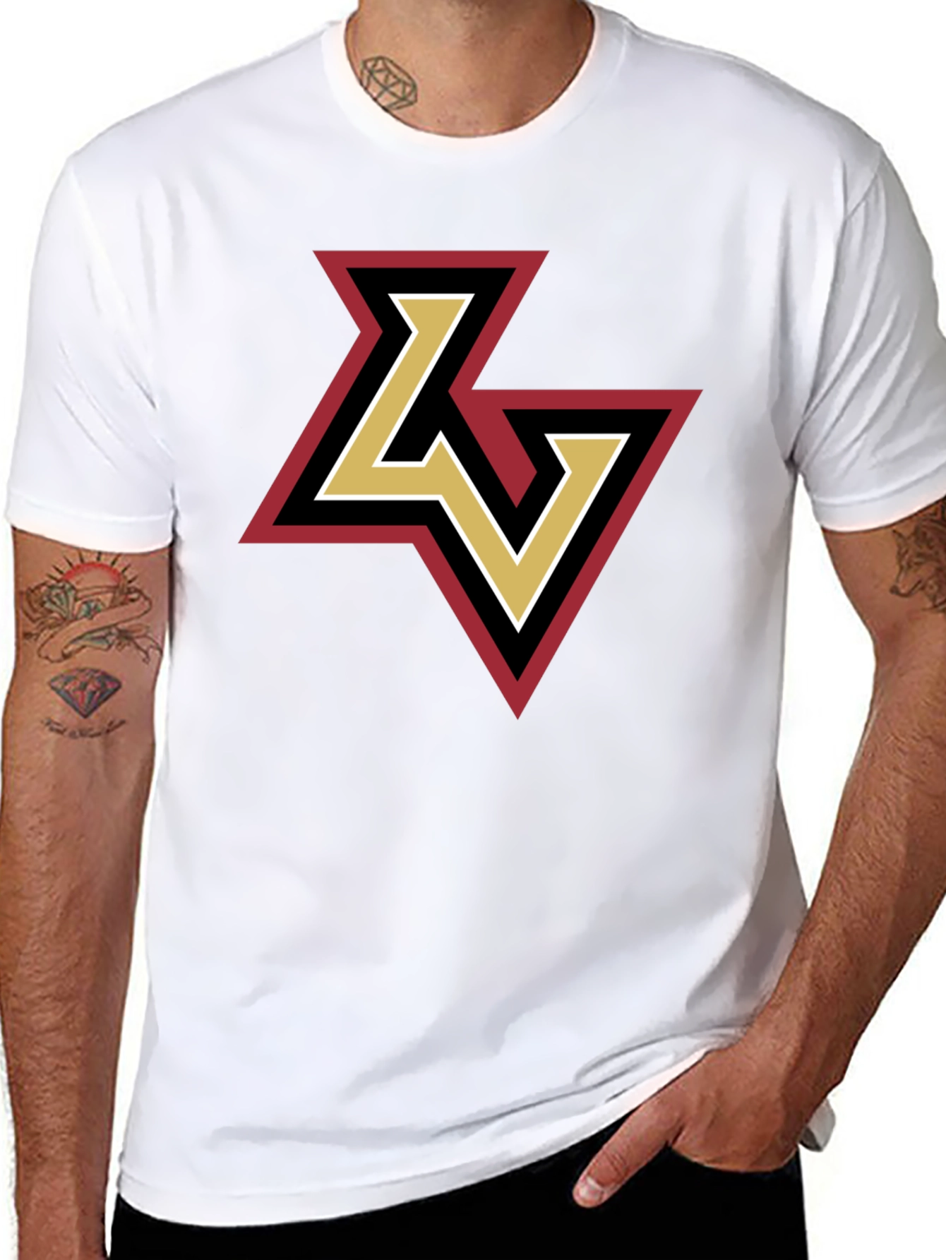LV Logo Tee - Stylish Black Cotton Graphic T-Shirt